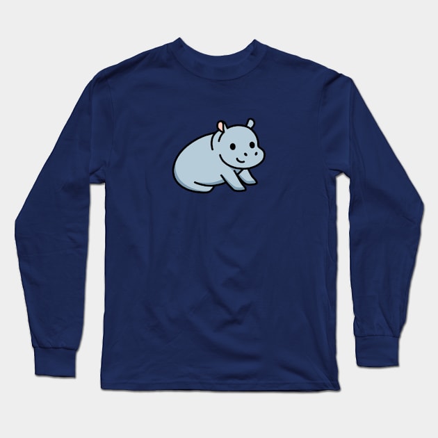 Hippo Long Sleeve T-Shirt by littlemandyart